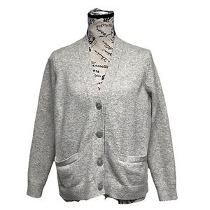 LOFT Grey Wool Cardigan Sweater Preppy Granola Soft Girl Preppy Coastal Boho PL